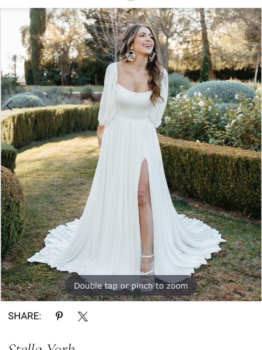 Stella York 7901 Ivory Flowing Chiffon A-Line Dress with High Slit